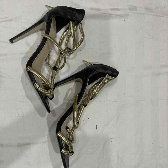 USED Victoria’s Secret Black/Gold High Heel Sandals - Picture 3 of 5